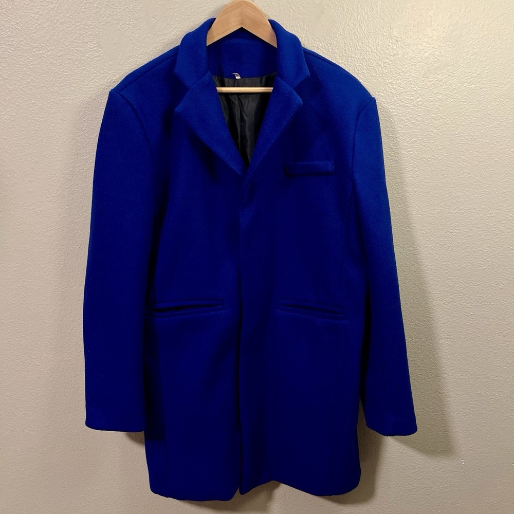 Women's Royal Blue Winter Coat‎ Mid Length Pockets Professional Size XXL